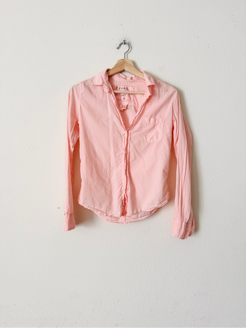 Frank & Eileen XS Barry pink peach long sleeve shirt